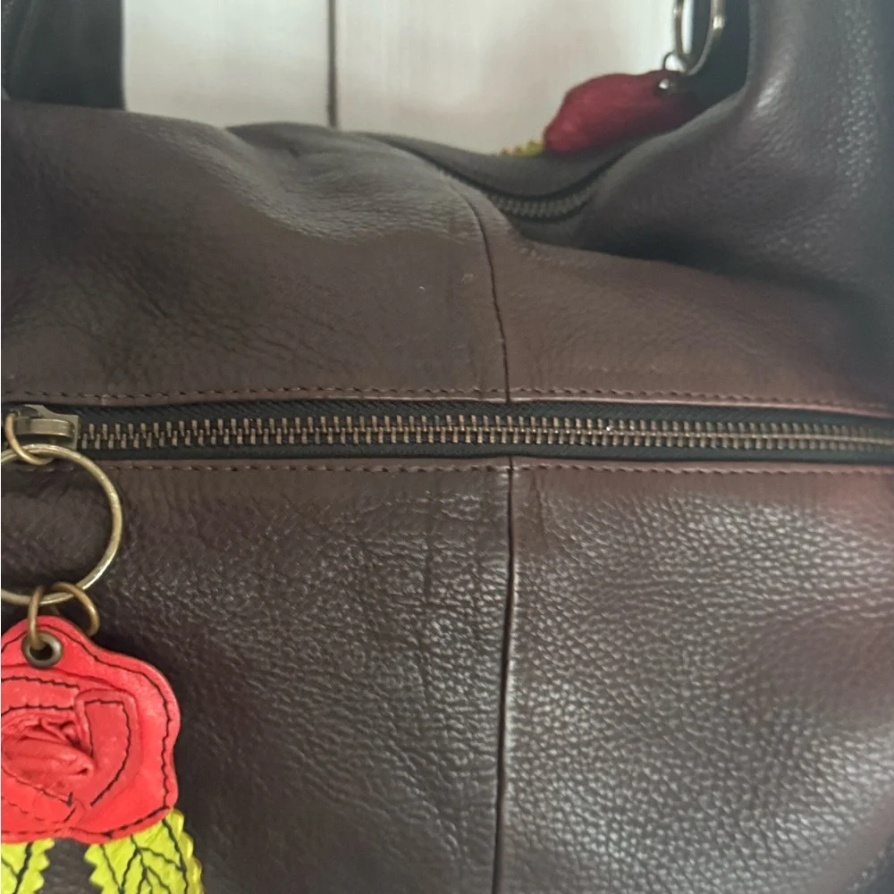 Betsey Johnson vintage hobo Leather Handbag with Rose Charms